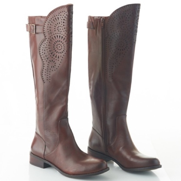Gianni Bini Shoes - Gianni Bini Scotlyn Dark Sepia Leather Boots Size 8 Women